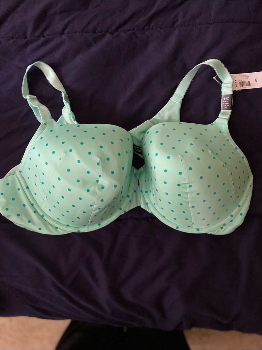 Mint Polka Dot Underwire Bra with Molded Cups